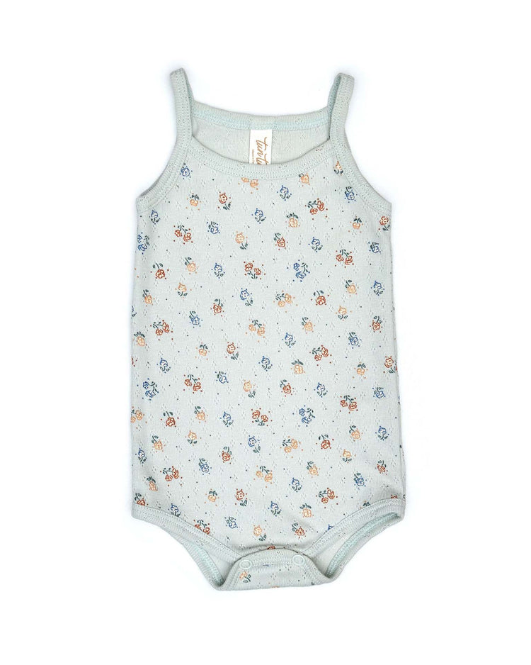 pointelle tank onesie in light blue flowers