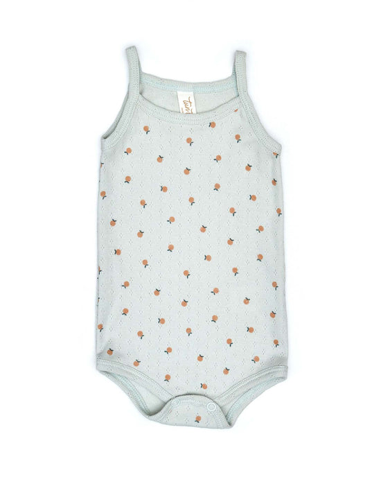 pointelle tank onesie in light blue little oranges