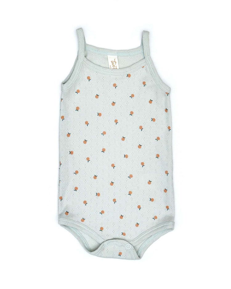 pointelle tank onesie in light blue little oranges