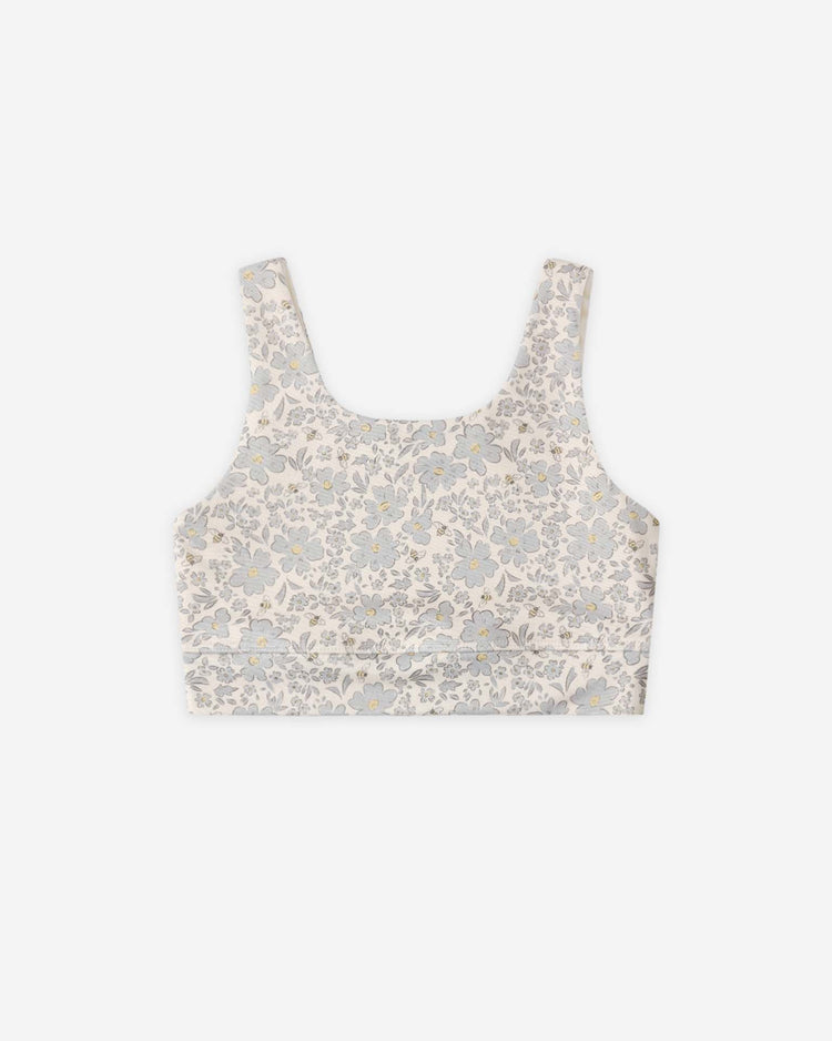 rylee + cru swift sports bra in blue meadow kids Little