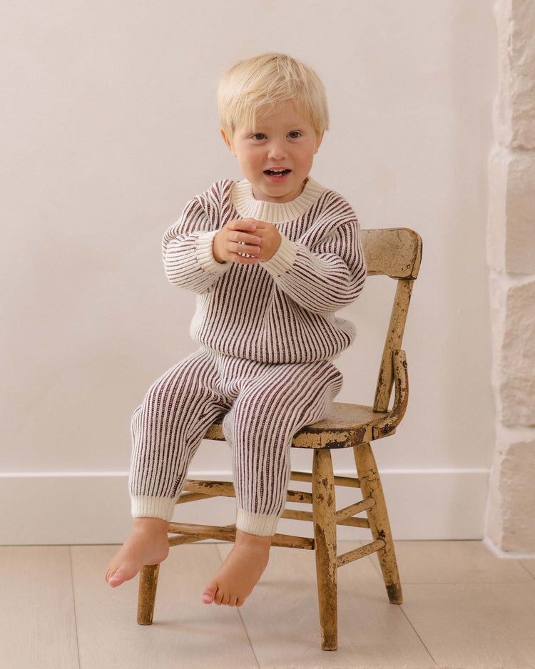 quincy mae relaxed knit sweater in black cherry stripe baby Little