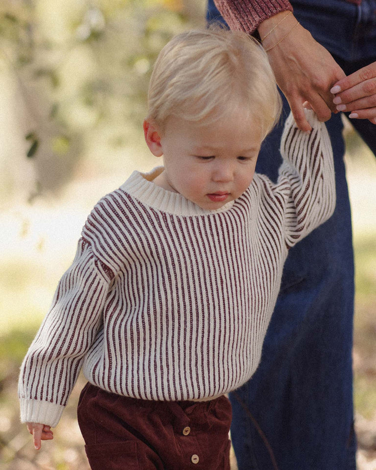 quincy mae relaxed knit sweater in black cherry stripe baby Little
