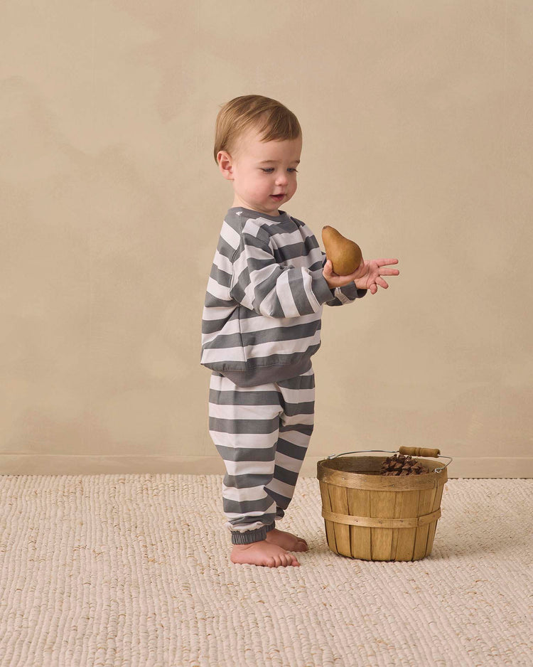quincy mae oversized sweatpants in midnight stripe baby Little
