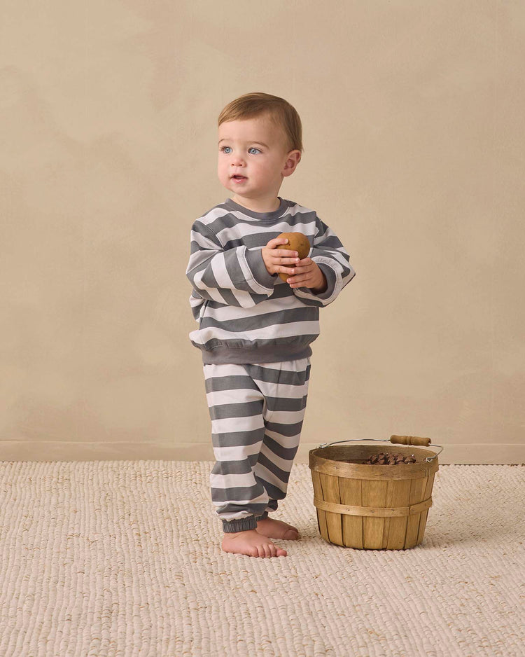 quincy mae oversized sweatpants in midnight stripe baby Little