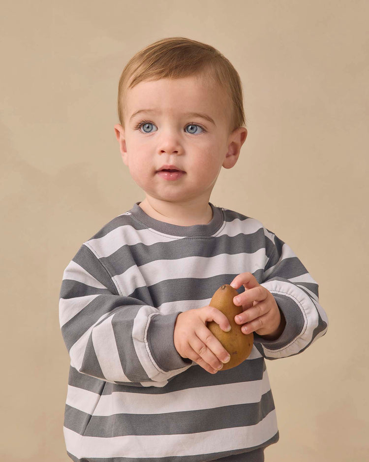 quincy mae oversized crew sweatshirt in midnight stripe baby Little