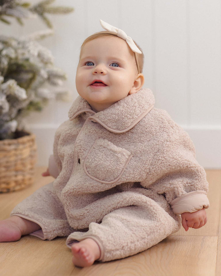 shearling jumpsuit in rose water