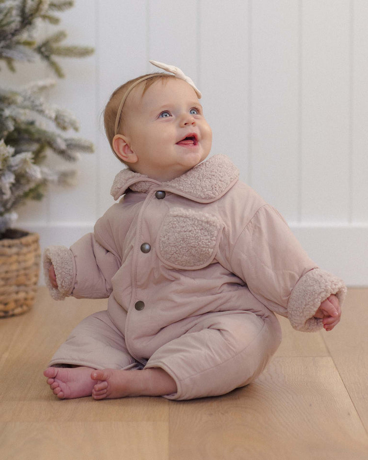 shearling jumpsuit in rose water