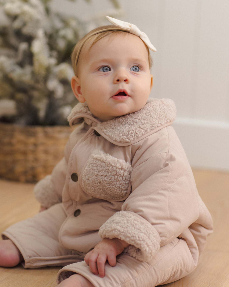 shearling jumpsuit in rose water