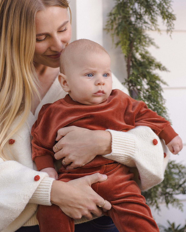 velour relaxed sweatshirt in redwood