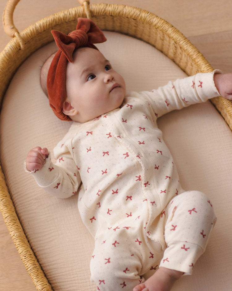 velour bow headband in redwood