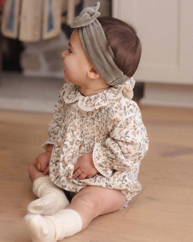 velour bow headband in spruce