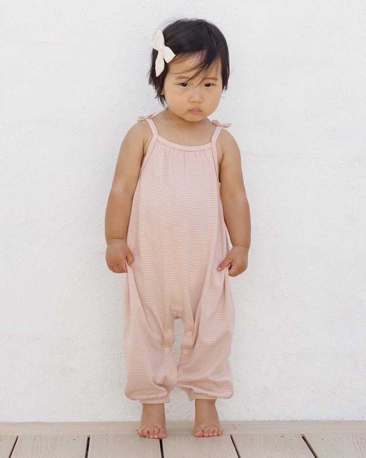 quincy mae smocked jumpsuit in melon micro stripe baby Little