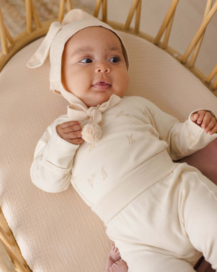 quincy mae bunny knit bonnet in ecru baby Little