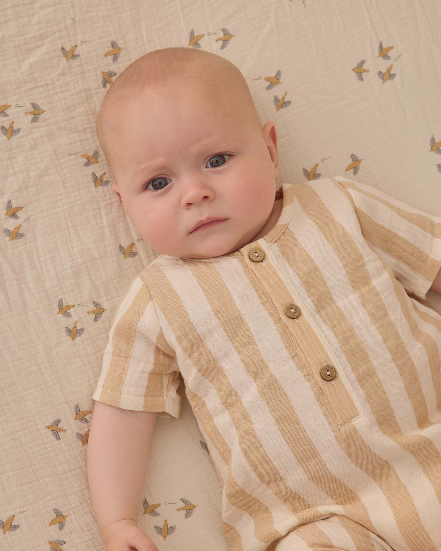 infant summer rompers Short Sleeve Woven Romper