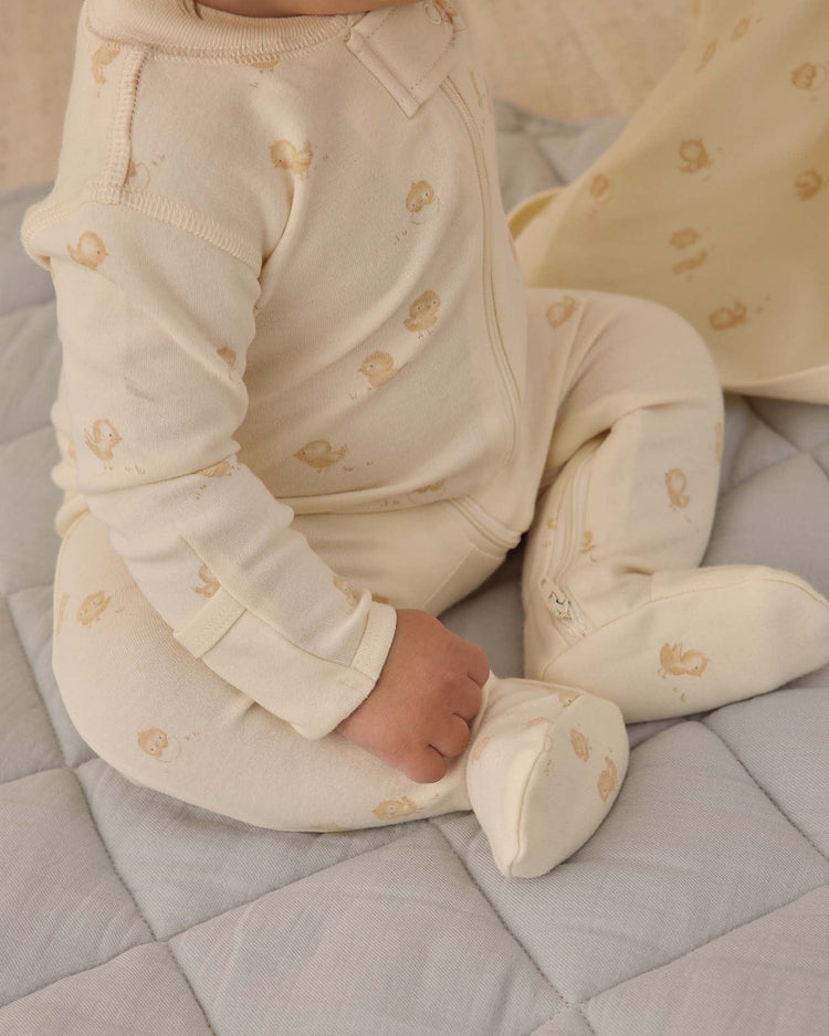 quincy mae zip long sleeve sleeper footie in chicks baby Little