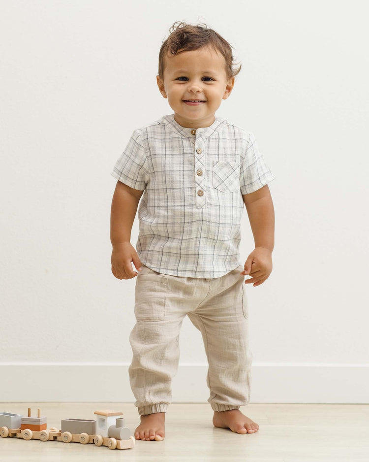 quincy mae jaxson shirt in blue plaid baby Little
