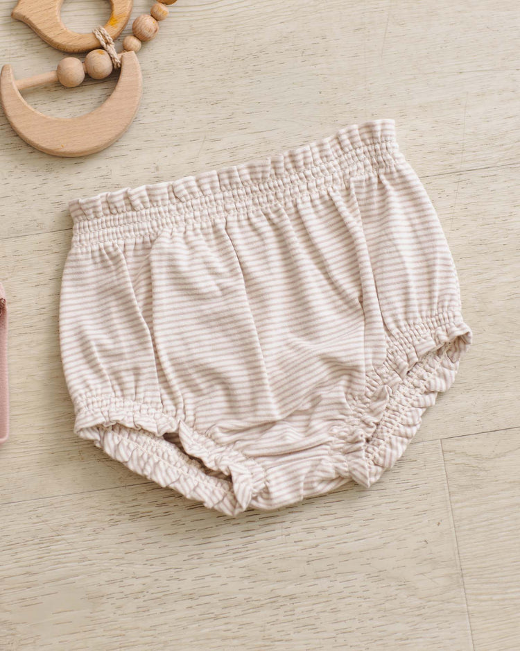 quincy mae gathered bloomer in oat micro stripe baby Little