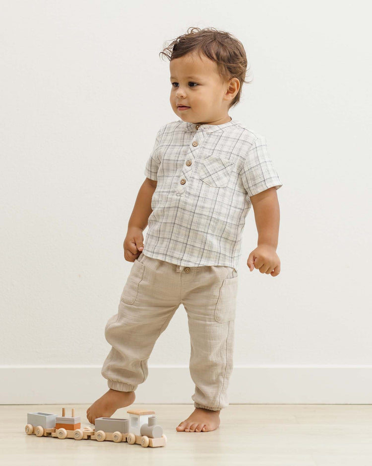 quincy mae jaxson shirt in blue plaid baby Little