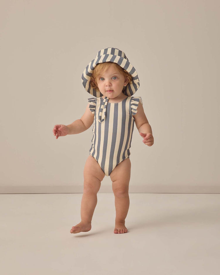 quincy mae scoop back one - piece swimsuit in retro ocean stripe baby Little