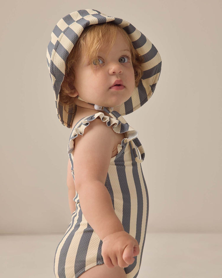 quincy mae scoop back one - piece swimsuit in retro ocean stripe baby Little