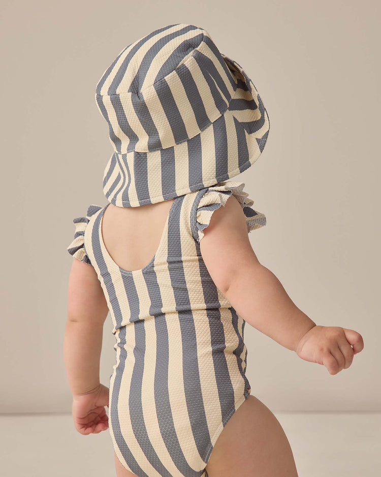 quincy mae scoop back one - piece swimsuit in retro ocean stripe baby Little