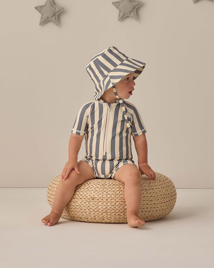 quincy mae zip rashguard one - piece in retro ocean stripe baby Little