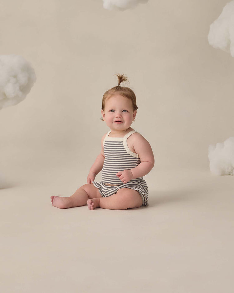 quincy mae evie tank + shortie set in ocean stripe baby Little