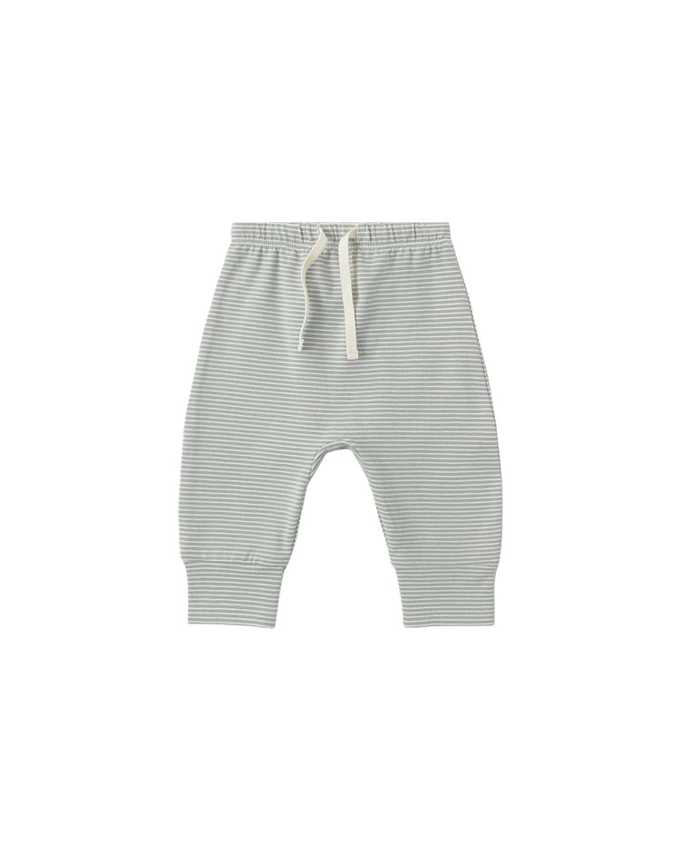 quincy mae drawstring pant in sage micro stripe baby Little