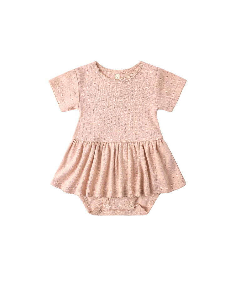 quincy mae pointelle skirted bodysuit in melon baby Little