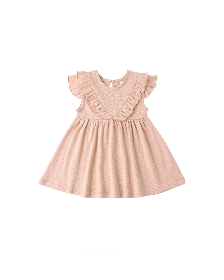 quincy mae sleeveless ruffle v dress in melon baby Little