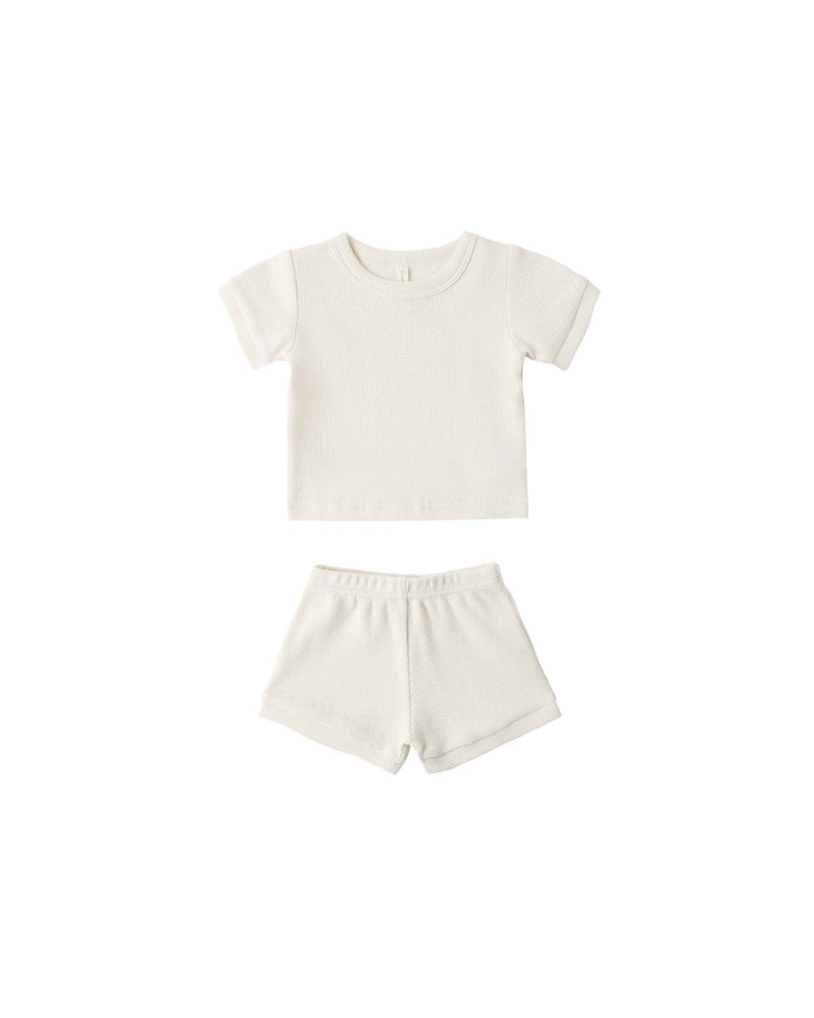 quincy mae waffle shortie set in natural baby Little