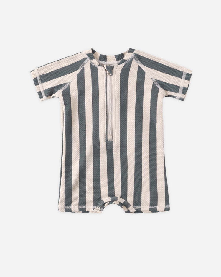 quincy mae zip rashguard one - piece in retro ocean stripe baby Little