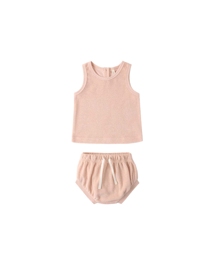 quincy mae terry tank + short set in melon baby Little