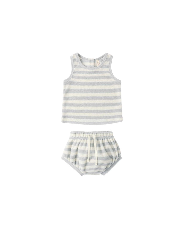 quincy mae terry tank + short set in sky stripe baby Little