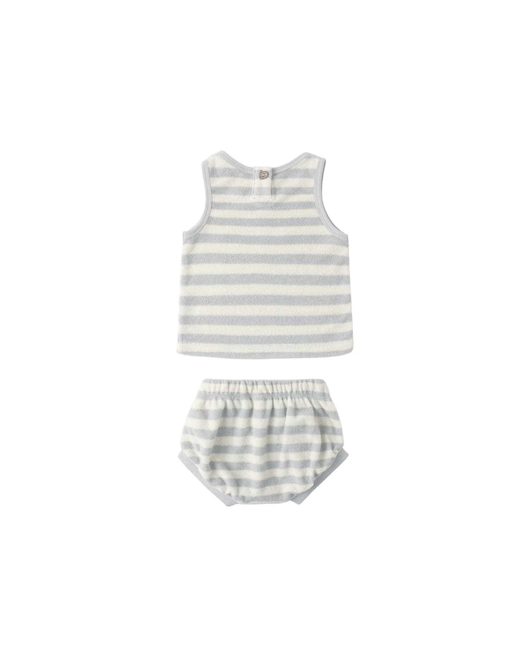 quincy mae terry tank + short set in sky stripe baby Little