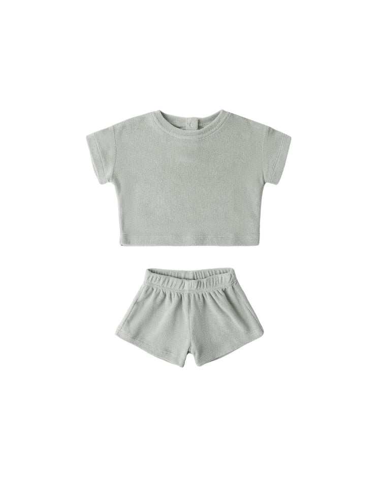 Little quincy mae baby terry tee + short set in sage