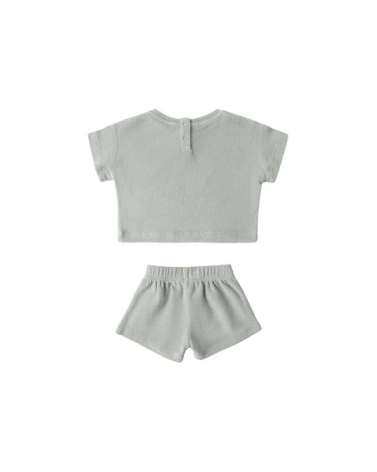 Little quincy mae baby terry tee + short set in sage
