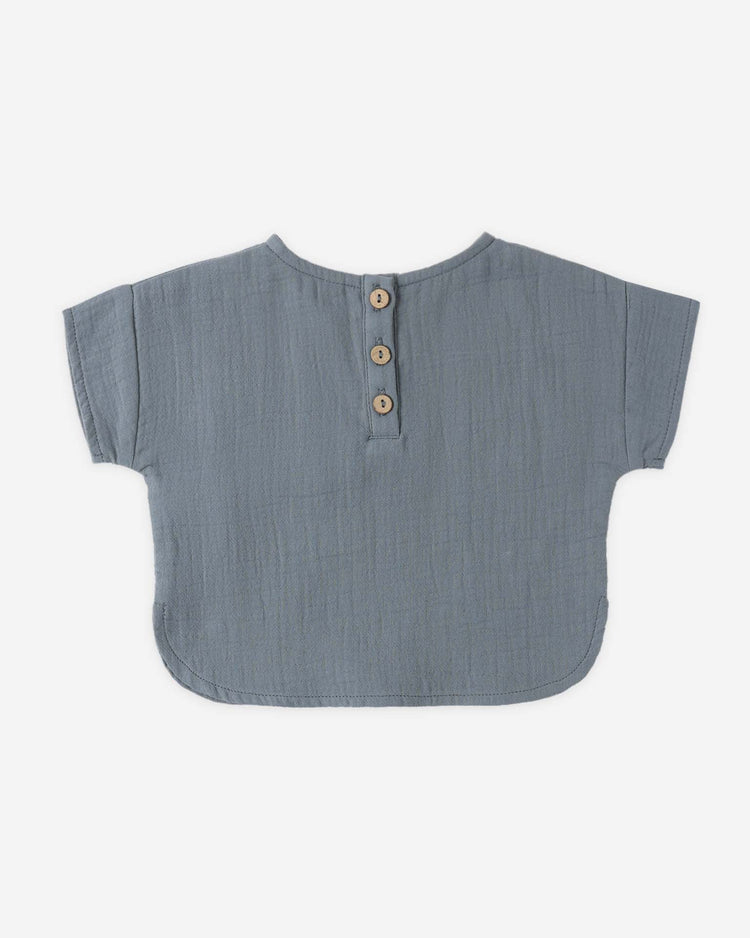 quincy mae woven boxy top in ocean baby Little