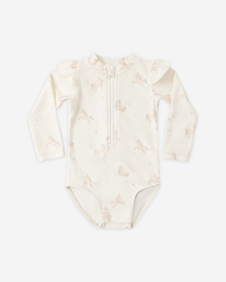 quincy mae byron rashguard one - piece in unicorns baby Little
