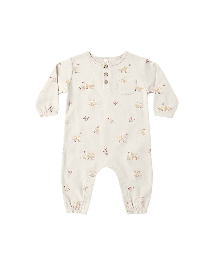 quincy mae long sleeve pocket jumpsuit in fox land baby Little