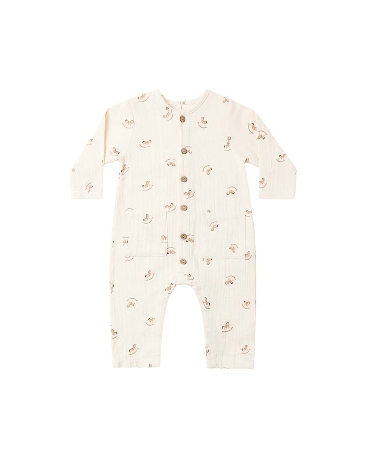 pocketed woven jumpsuit in rocking horse