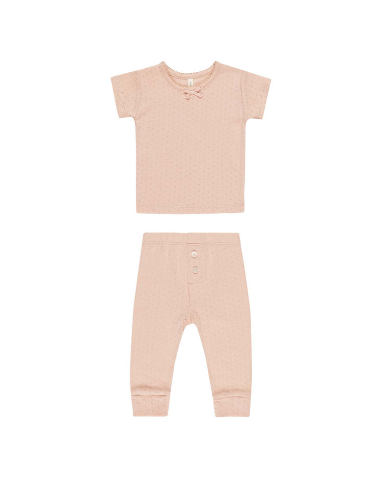 pointelle tee + legging in melon