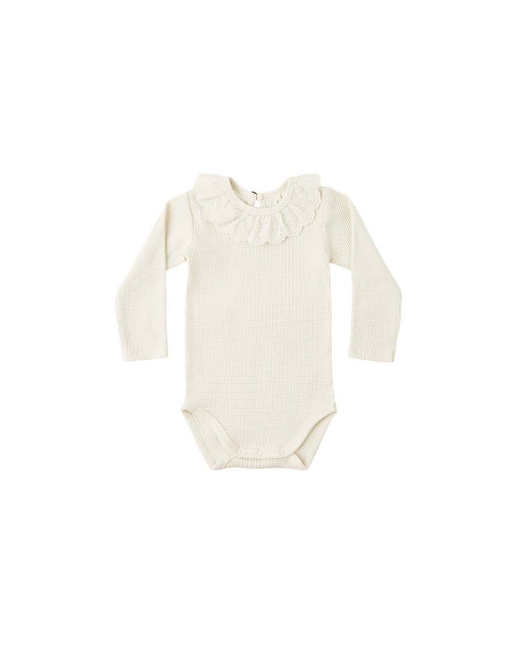 ruffle collar bodysuit in natural