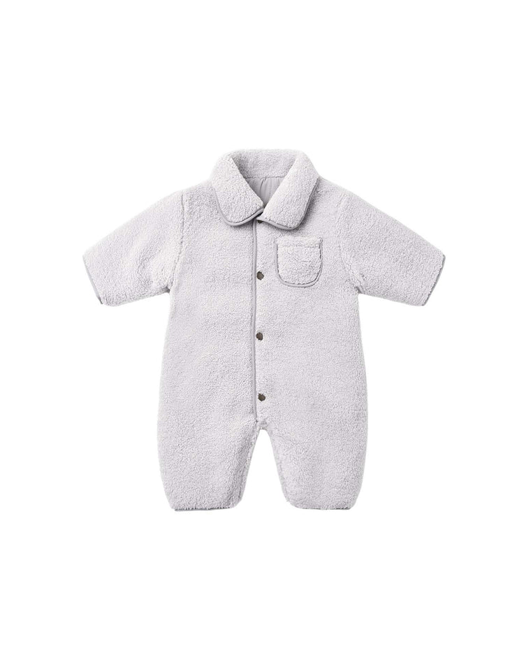 shearling jumpsuit in fog