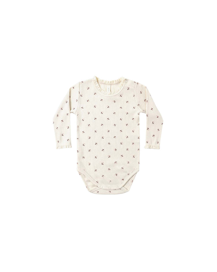 quincy mae waffle long sleeve bodysuit in fall ditsy baby Little