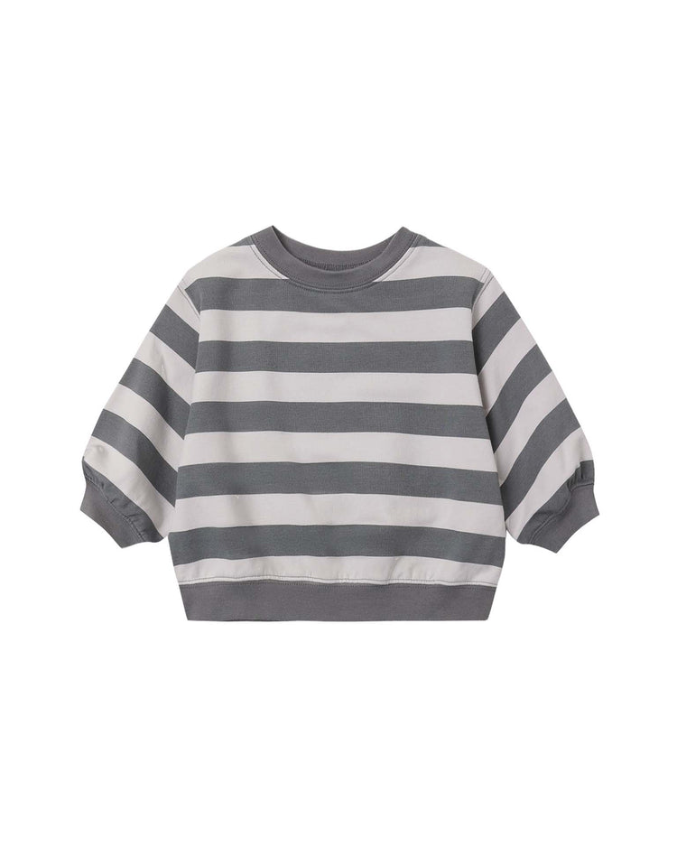 quincy mae oversized crew sweatshirt in midnight stripe baby Little