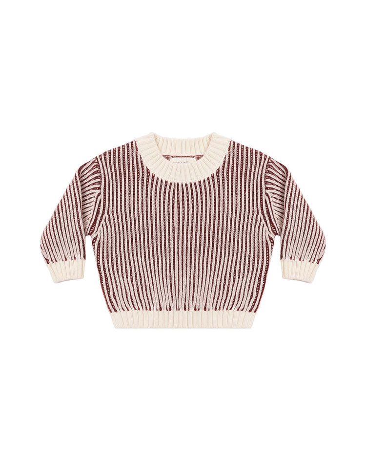 quincy mae relaxed knit sweater in black cherry stripe baby Little