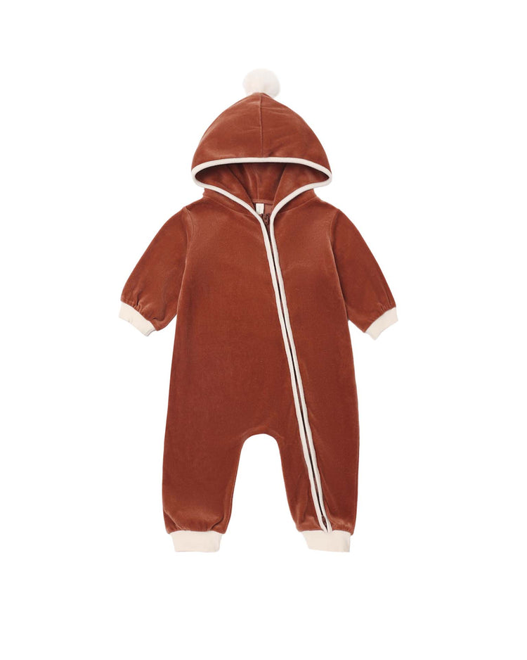 quincy mae velour zip jumpsuit in redwood baby Little