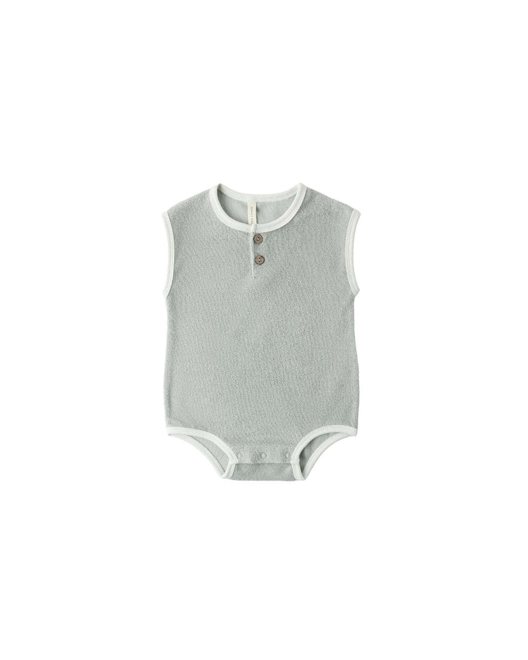 quincy mae terry cloth romper in sage baby Little