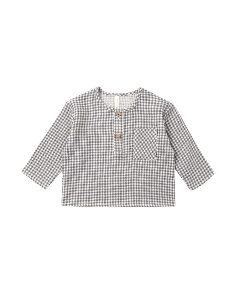 quincy mae rory shirt in midnight gingham baby Little